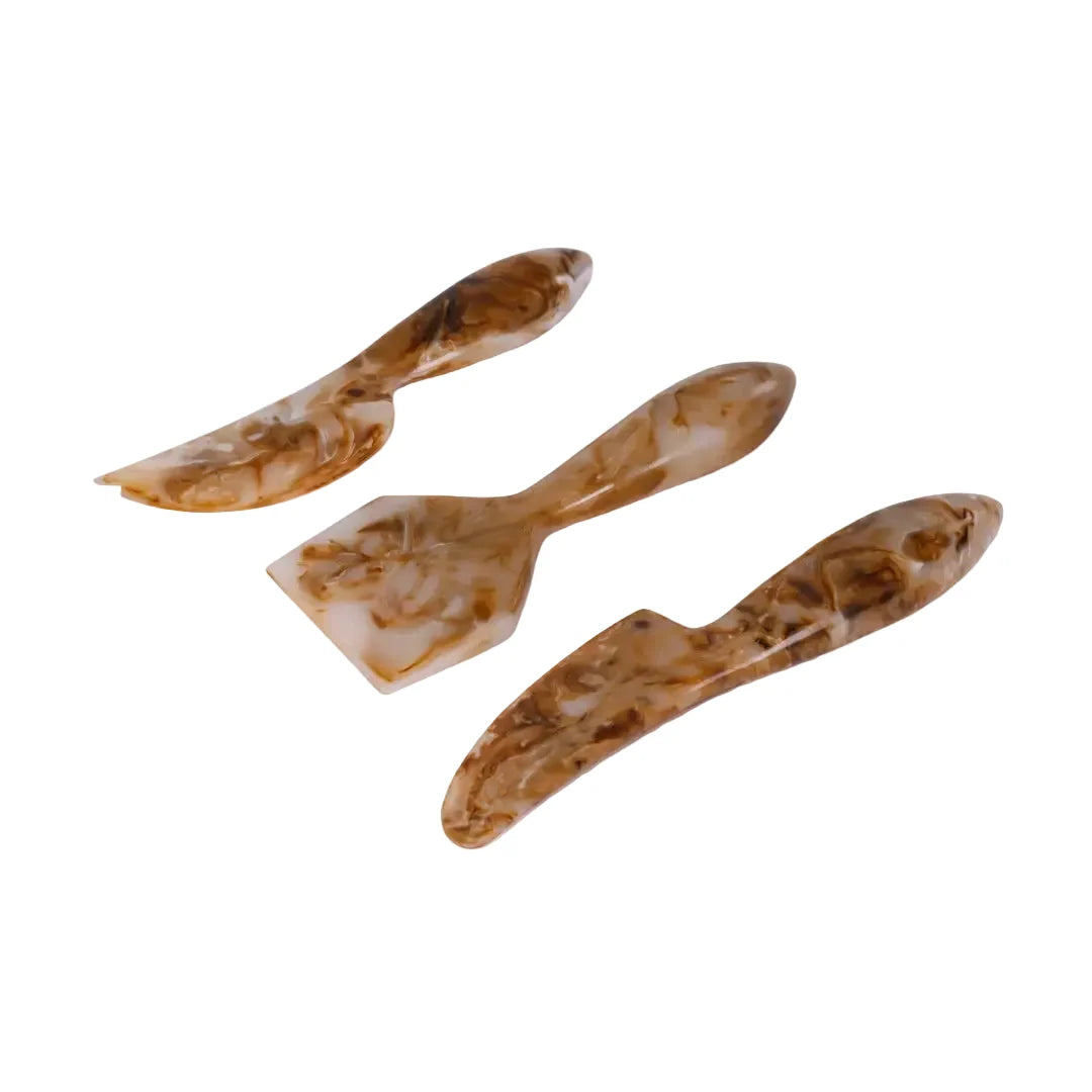 Hand-Poured Resin Cheese Knife Set - Brown