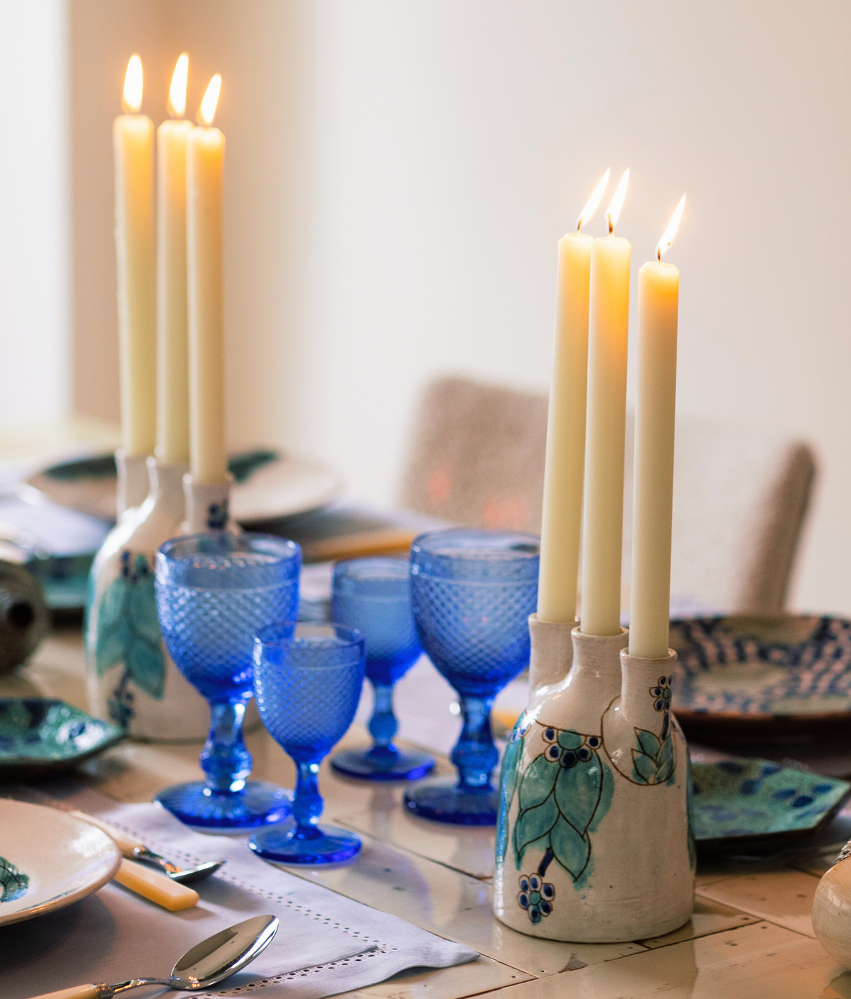 Botero Candleholder,  Blue