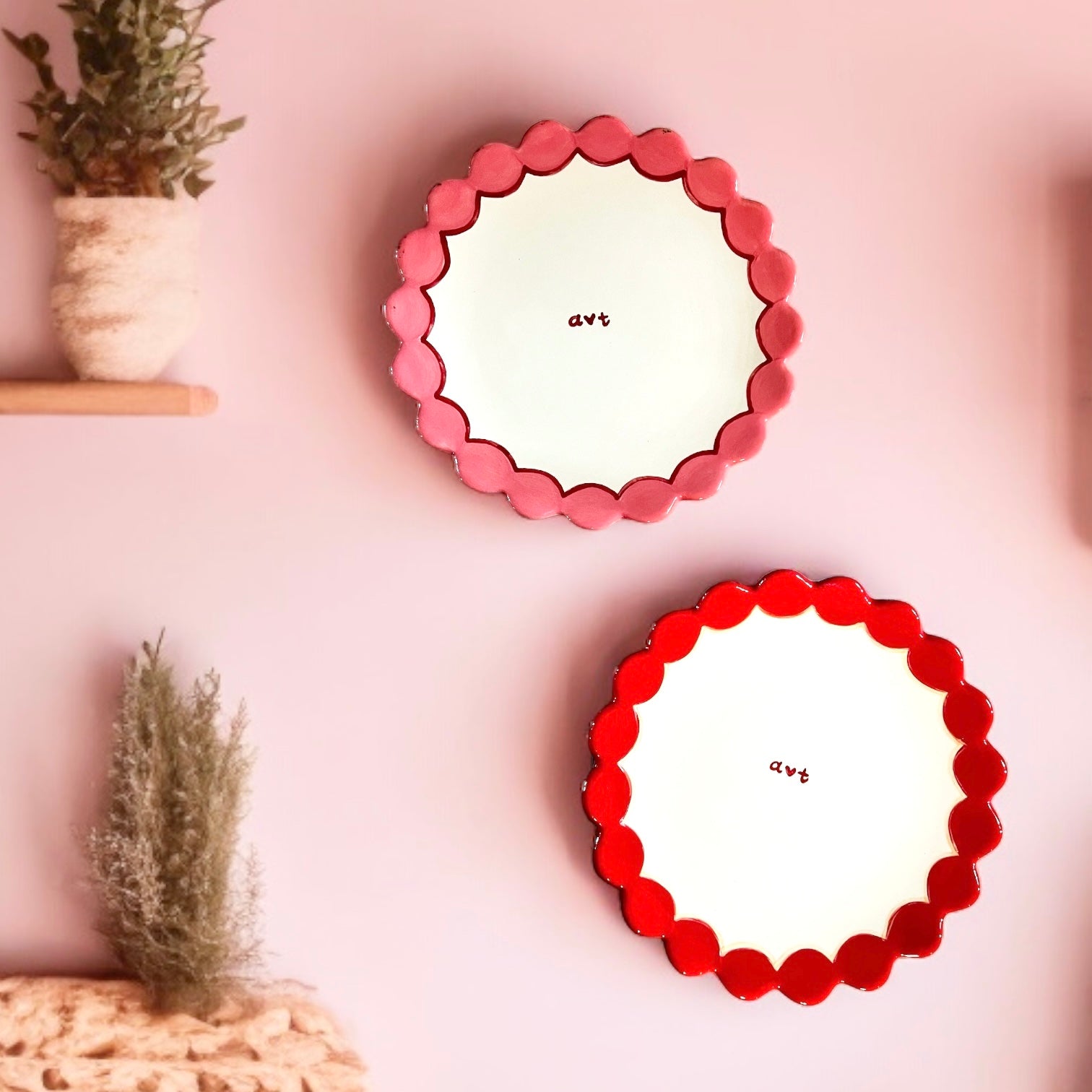 "the ♥️ initials" Scalloped Dessert Plates/Collection of Two