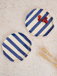 Ceramic Stripe Appetizer Plate (Set of 6)