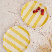 Ceramic Stripe Appetizer Plate - Yellow (Set of 2)