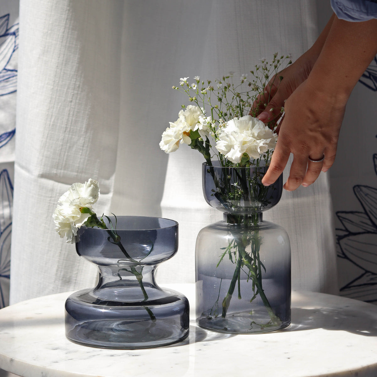Slate grey Handblown Glass vase TallInch | Handcrafted Glass (Set of 2)