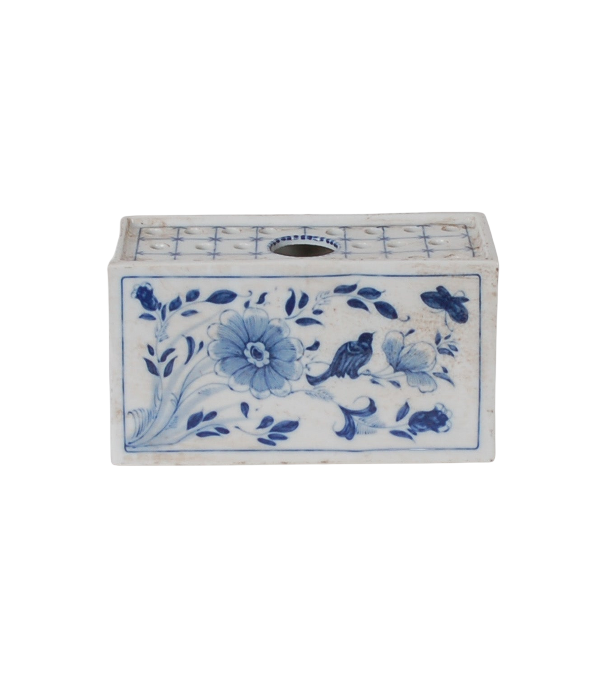 4″ Blue and White Flower Brick Planter