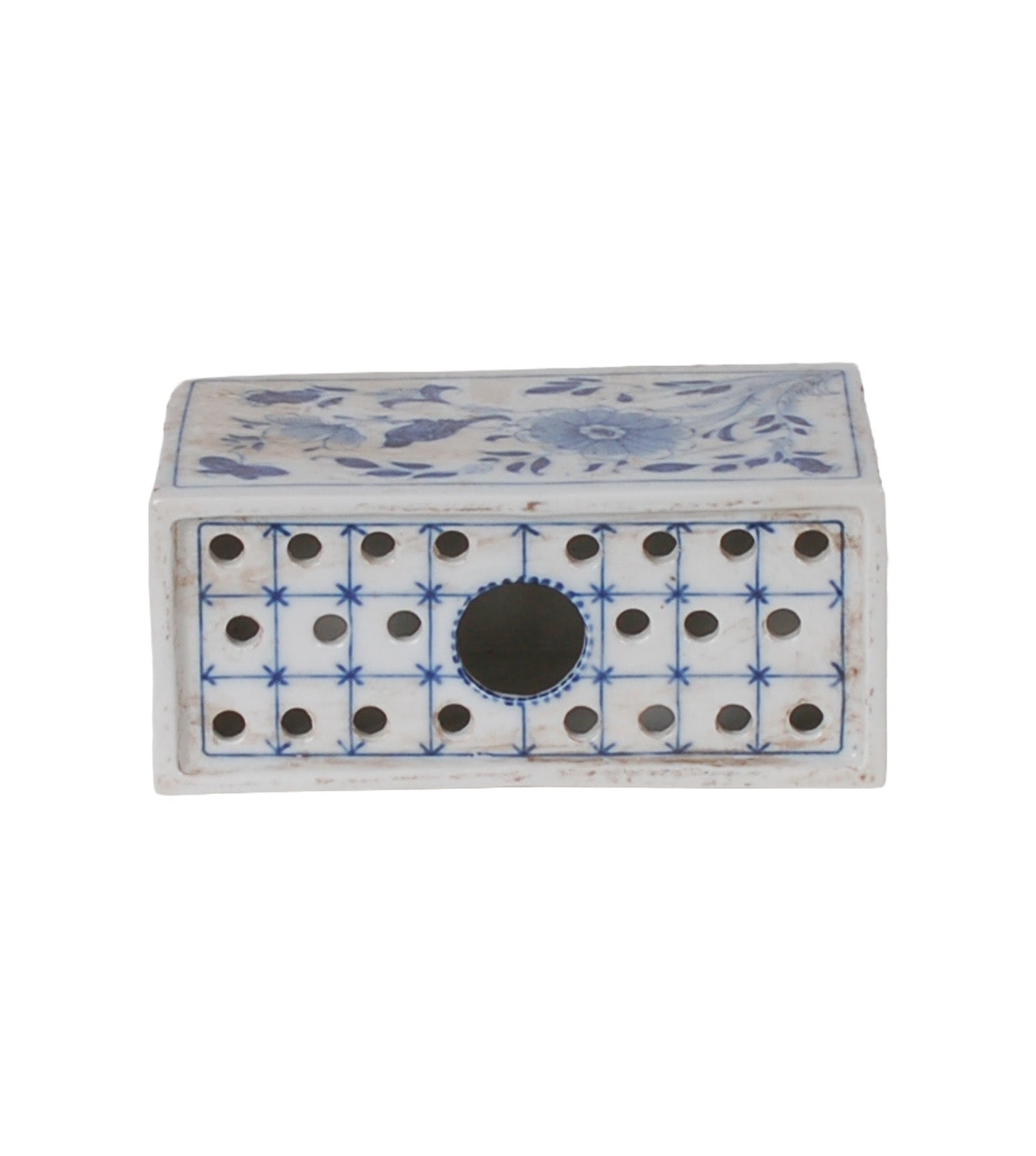 4″ Blue and White Flower Brick Planter