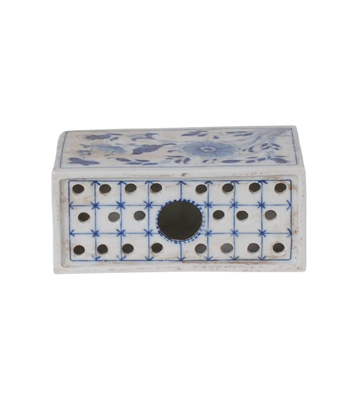 4″ Blue and White Flower Brick Planter
