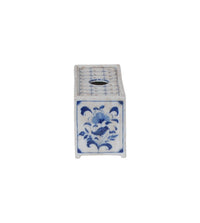 4″ Blue and White Flower Brick Planter