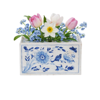 4″ Blue and White Flower Brick Planter