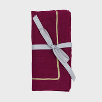 Gold Trim Dinner Napkins - Damson (Set of 2)