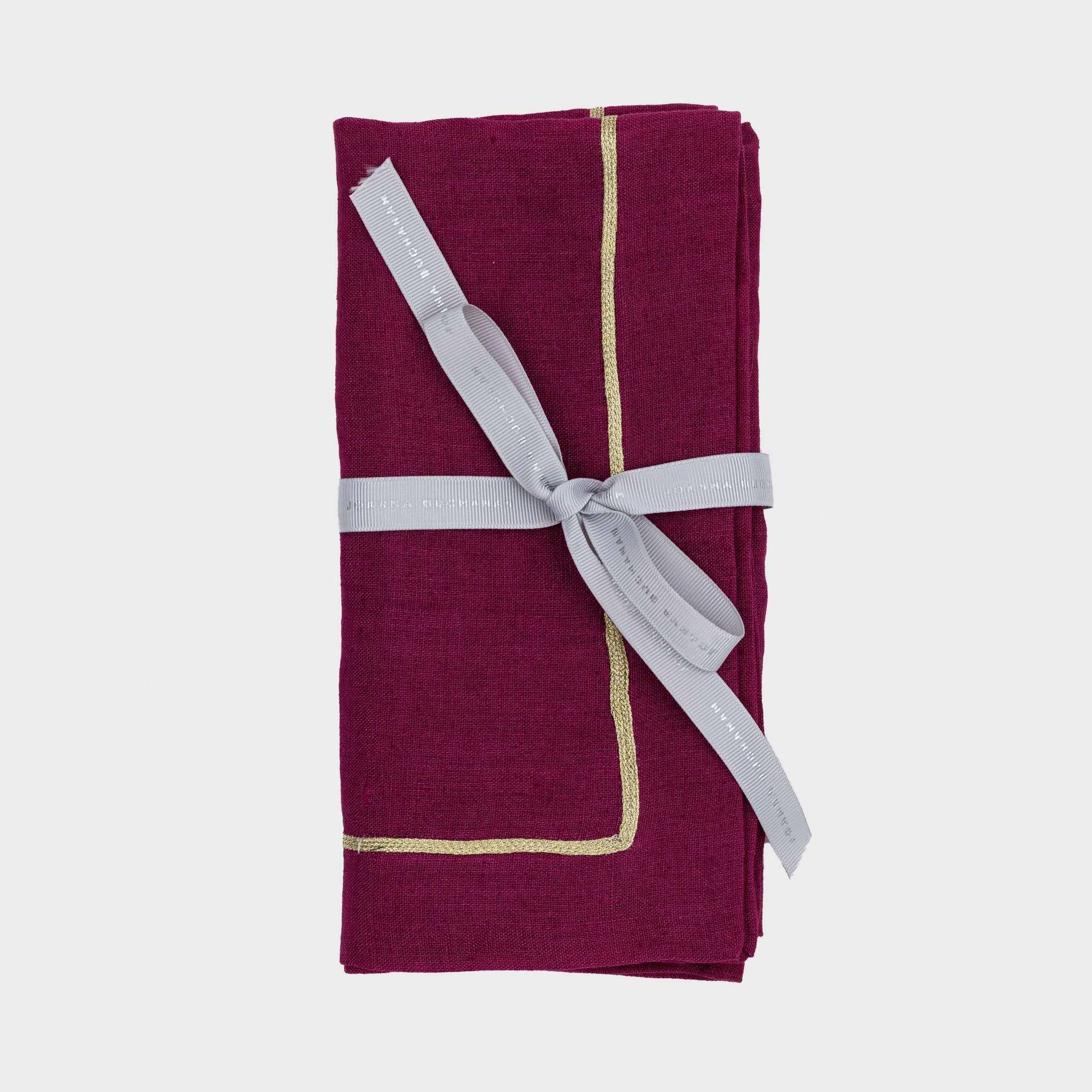 Gold Trim Dinner Napkins - Damson (Set of 2)