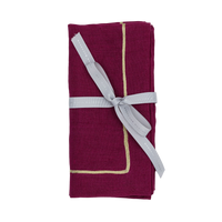 Gold Trim Dinner Napkins - Damson (Set of 2)