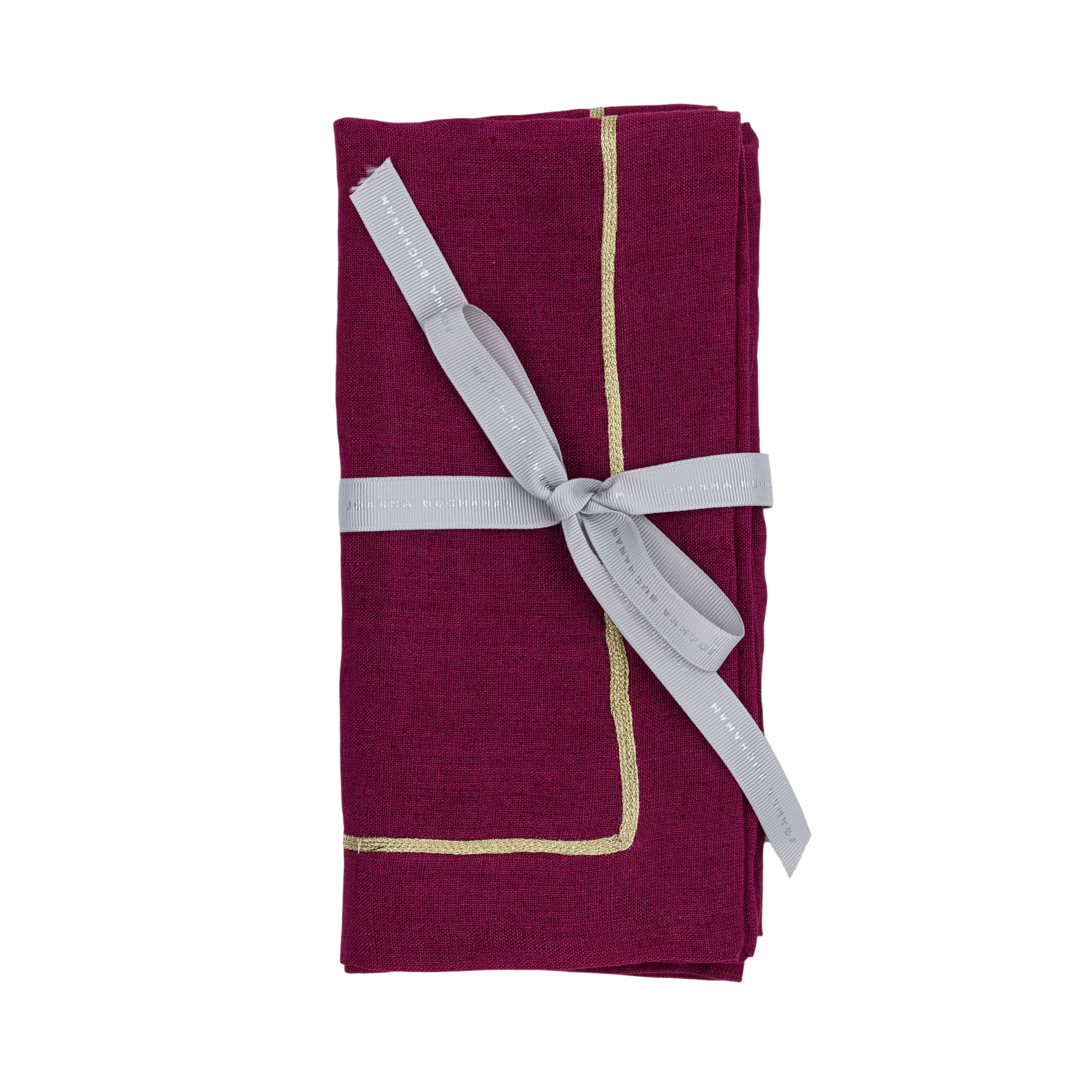 Gold Trim Dinner Napkins - Damson (Set of 2)