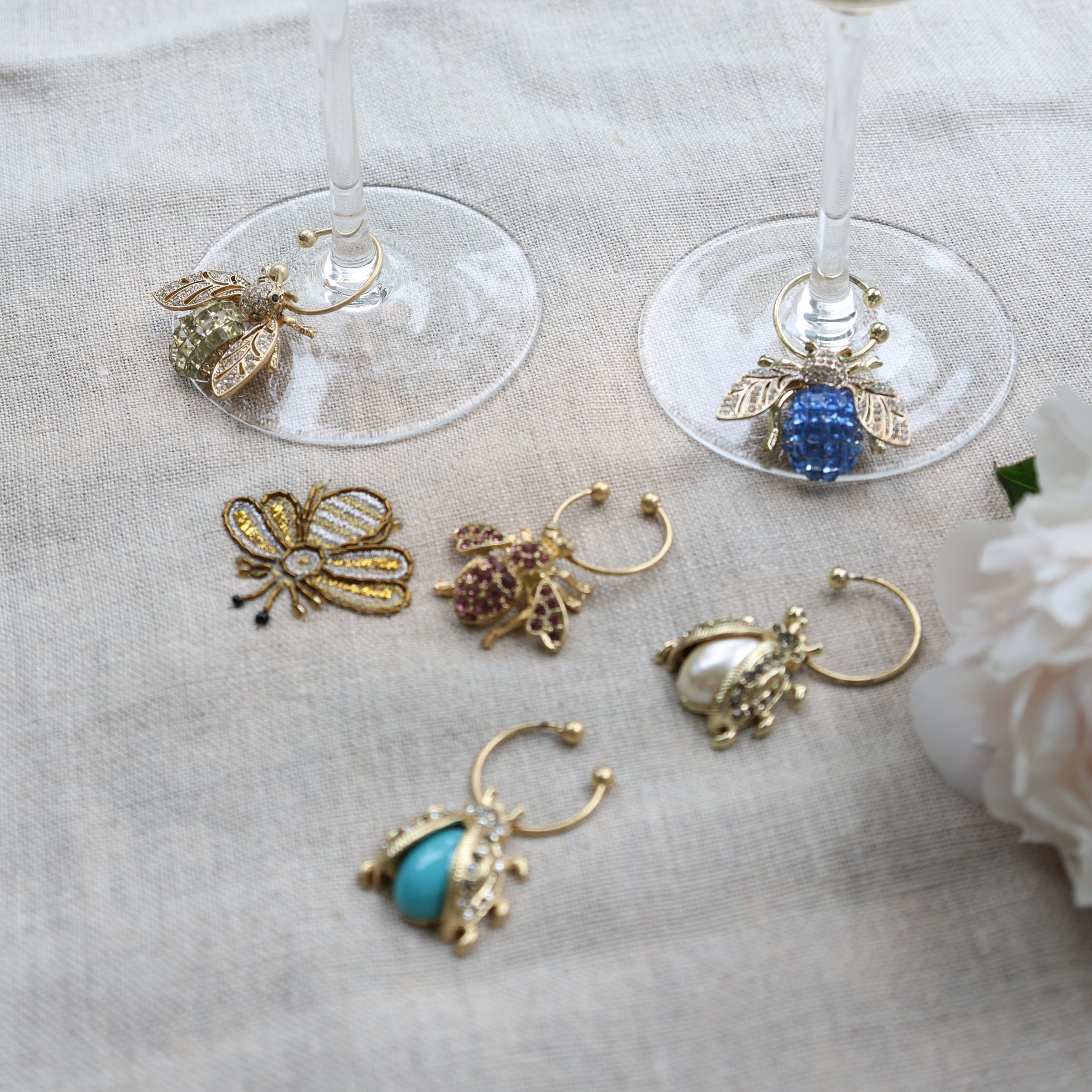 Bedazzled Bee Wine Charms