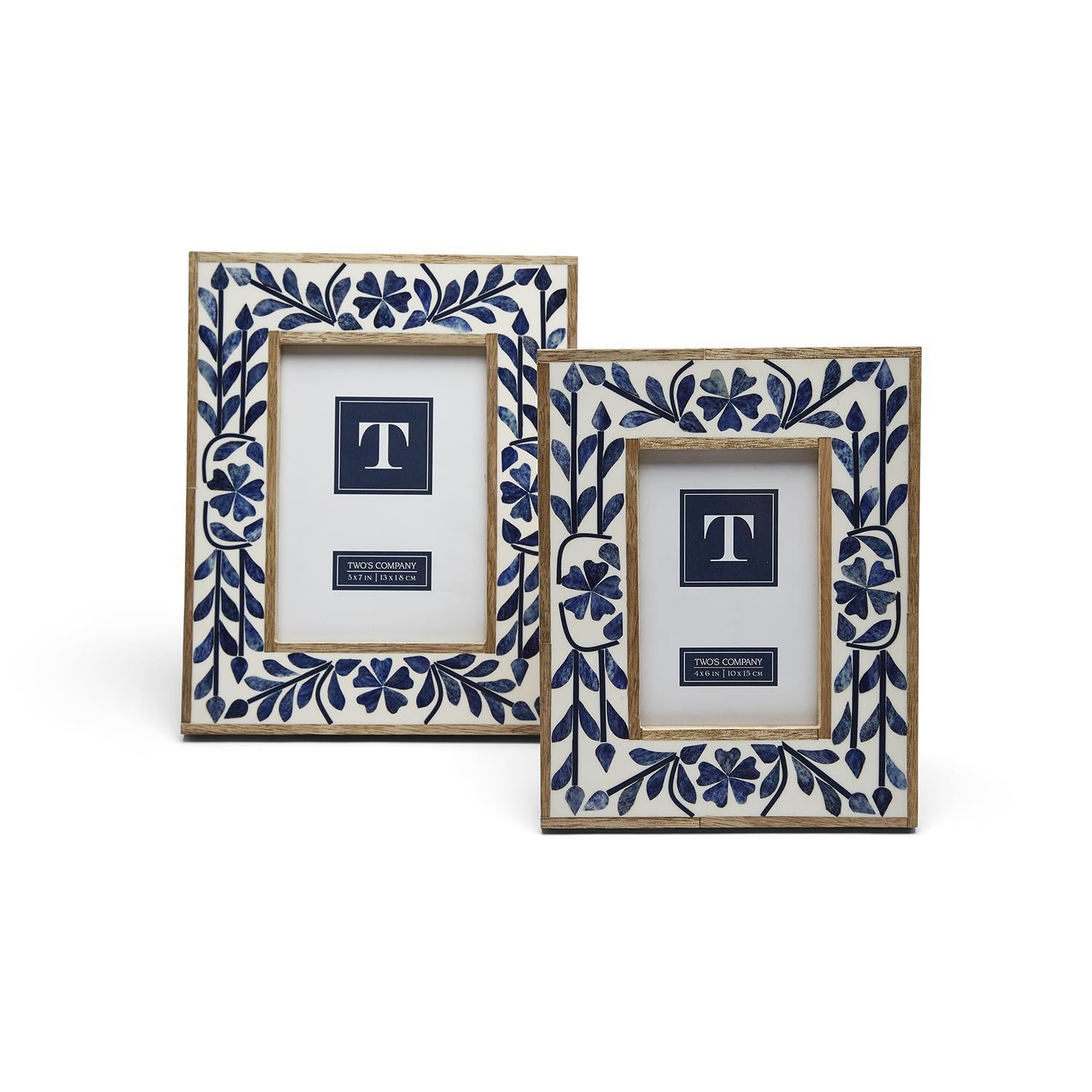 Blue Belle Bone Inlay Photo Frames (Set of 2)