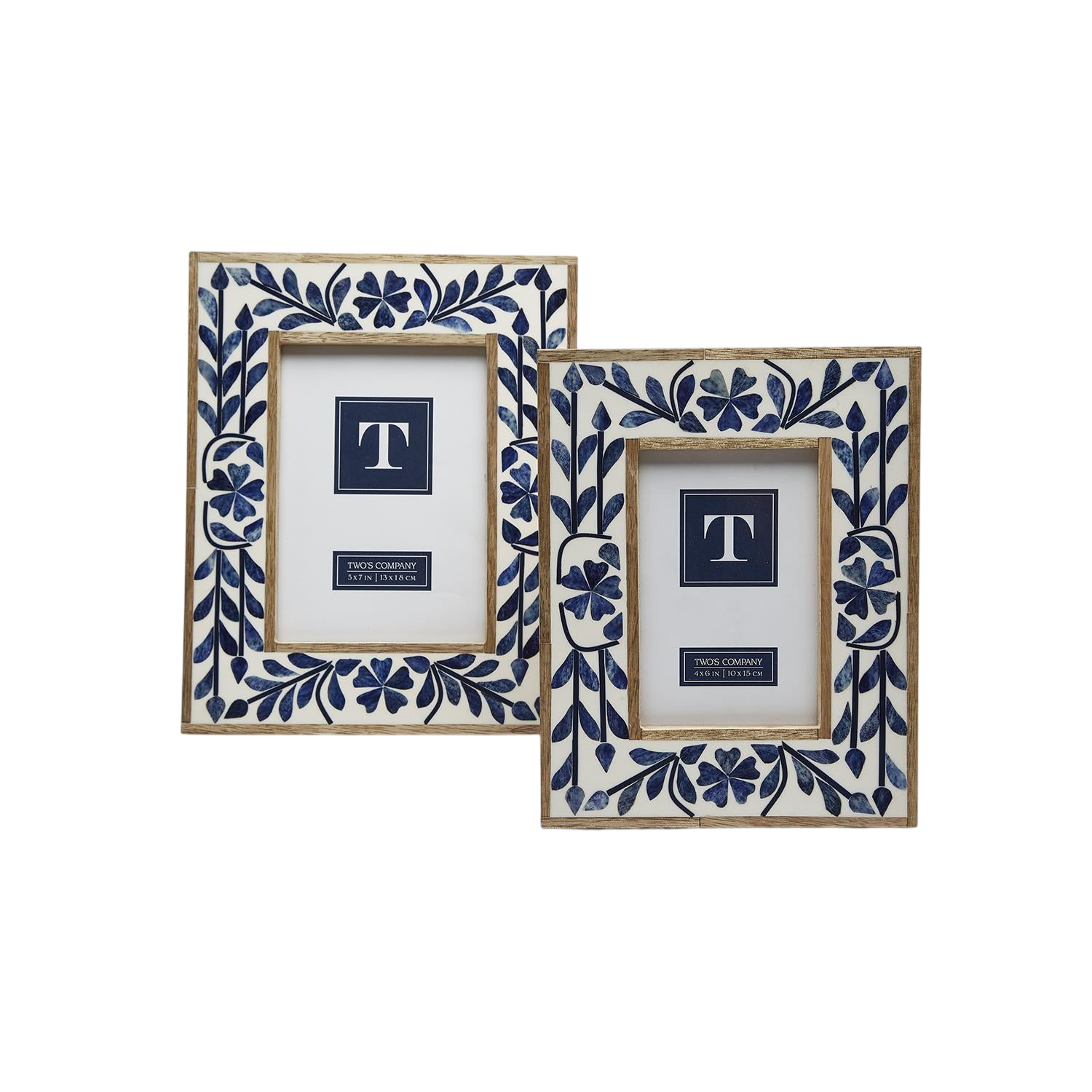 Blue Belle Bone Inlay Photo Frames (Set of 2)