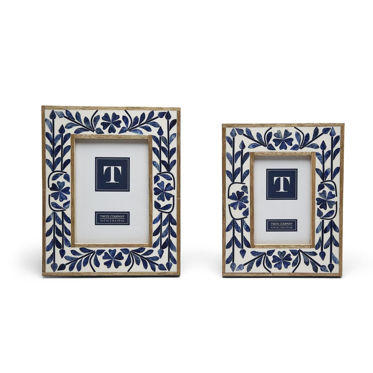 Blue Belle Bone Inlay Photo Frames (Set of 2)