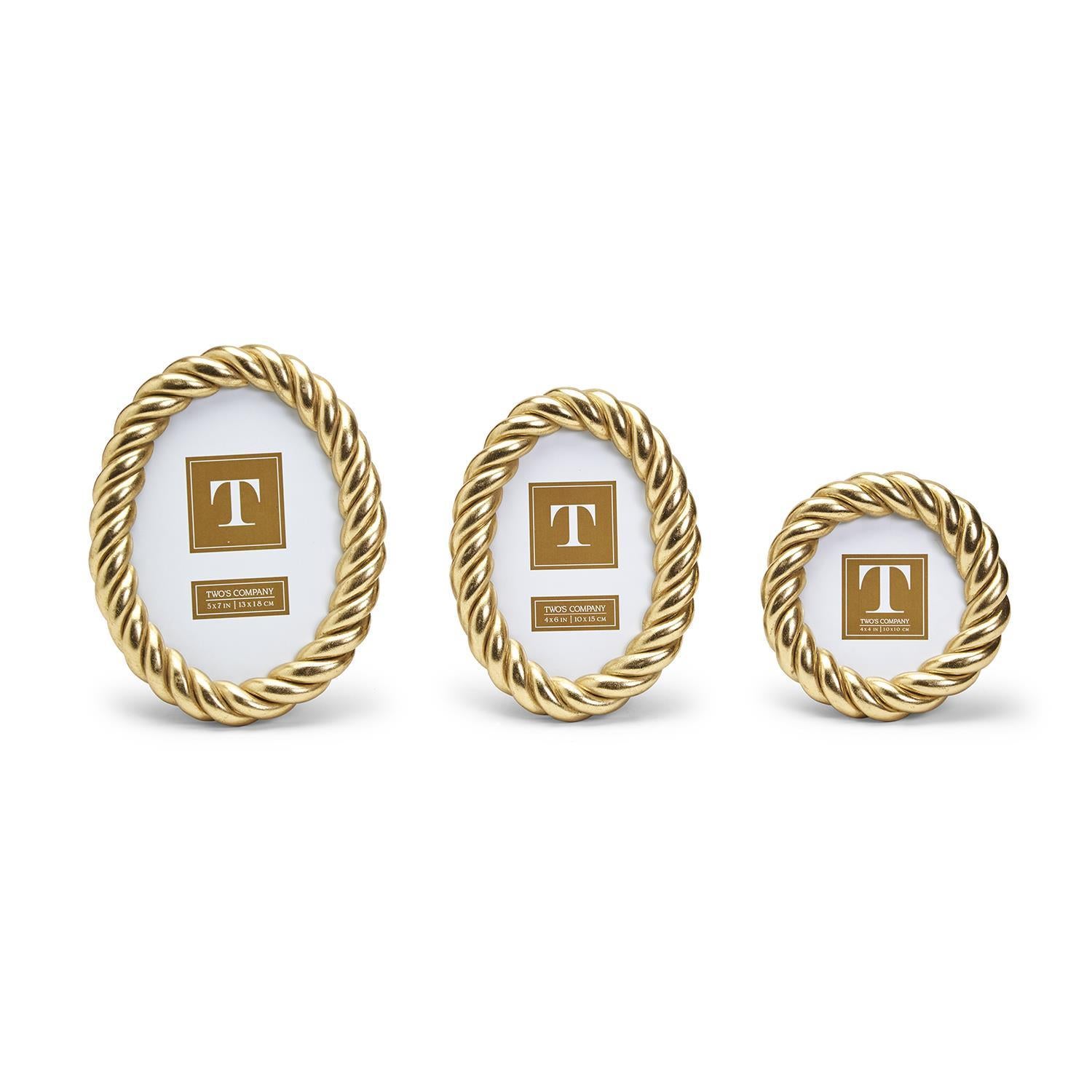 Gilded Rope Gold Finish Photo Frames (Set of 3)