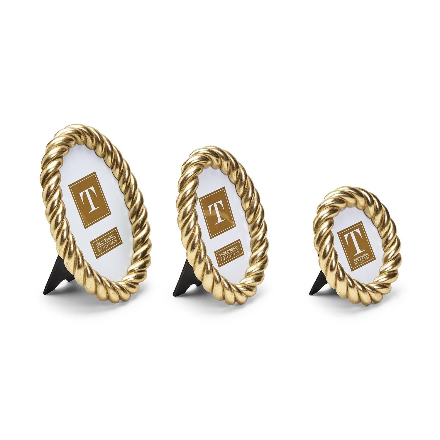 Gilded Rope Gold Finish Photo Frames (Set of 3)