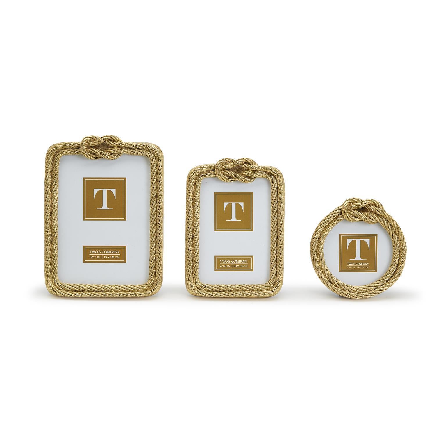Golden Threads Top Knot Rope Photo Frames (Set of 3)
