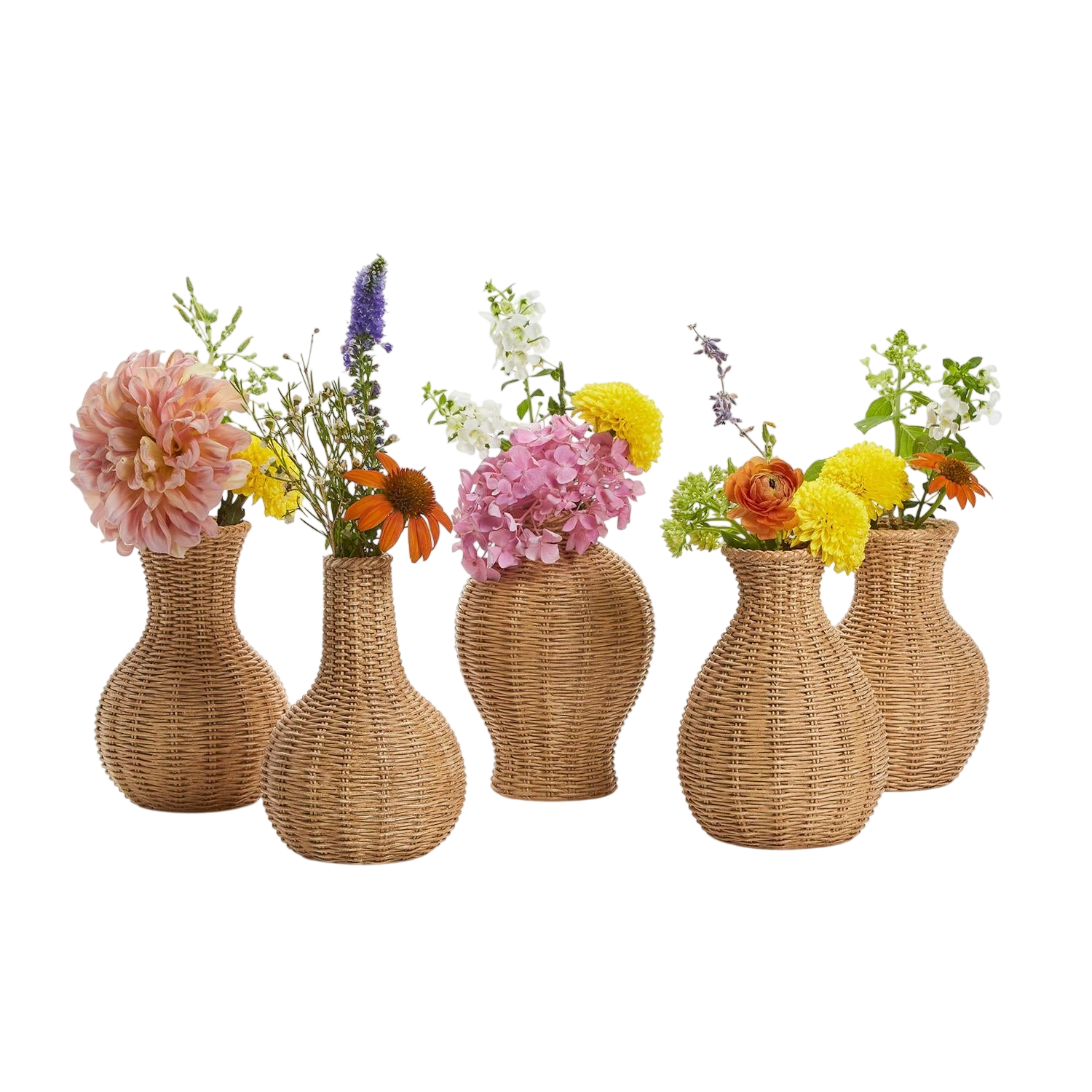 Natural Beauties Basket Weave Pattern Vases (Set of 5)