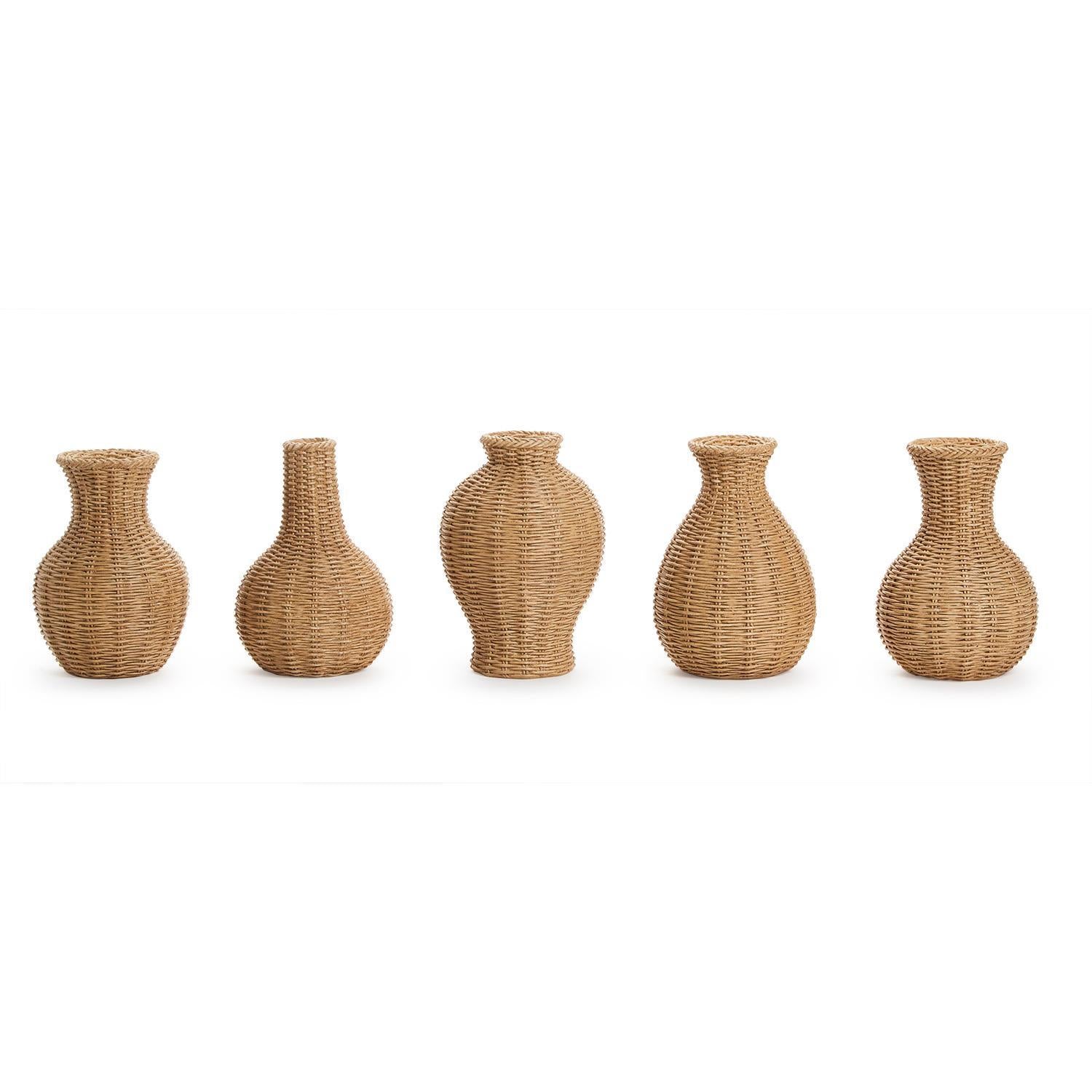 Natural Beauties Basket Weave Pattern Vases (Set of 5)