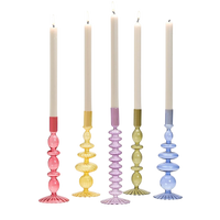 Hand-Blown Glass Taper Candlestick Candleholders (Set of 5)