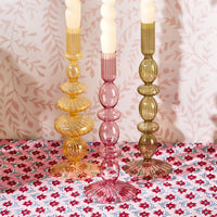 Hand-Blown Glass Taper Candlestick Candleholders (Set of 5)
