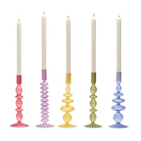 Hand-Blown Glass Taper Candlestick Candleholders (Set of 5)