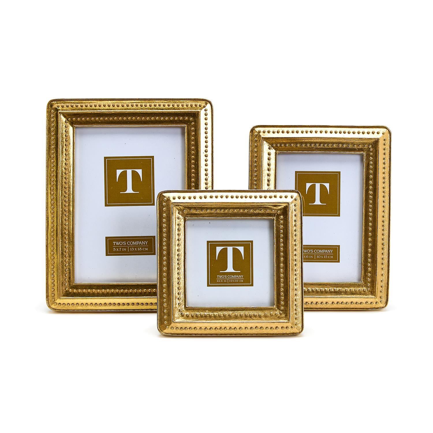 Gold Beaded Edge Photo Frames (Set of 3)