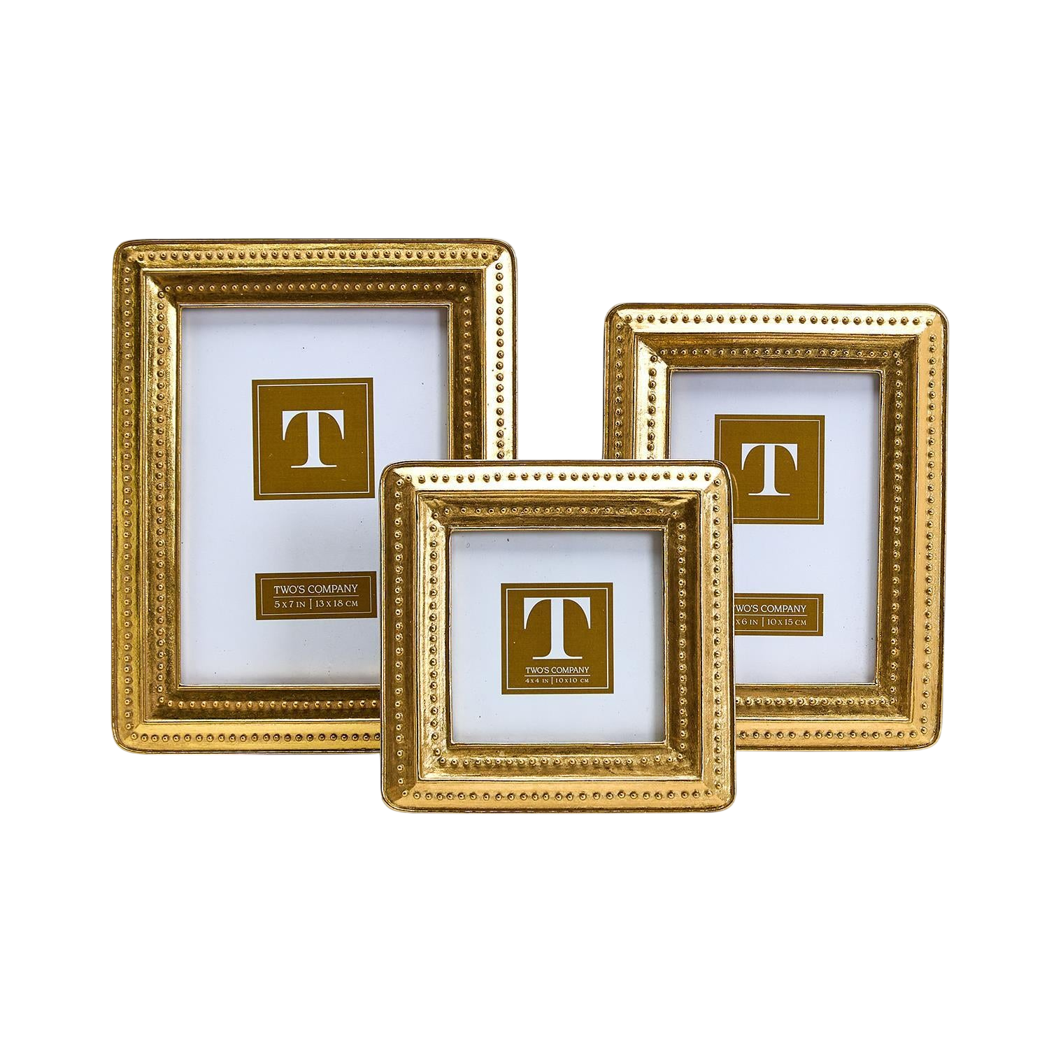 Gold Beaded Edge Photo Frames (Set of 3)