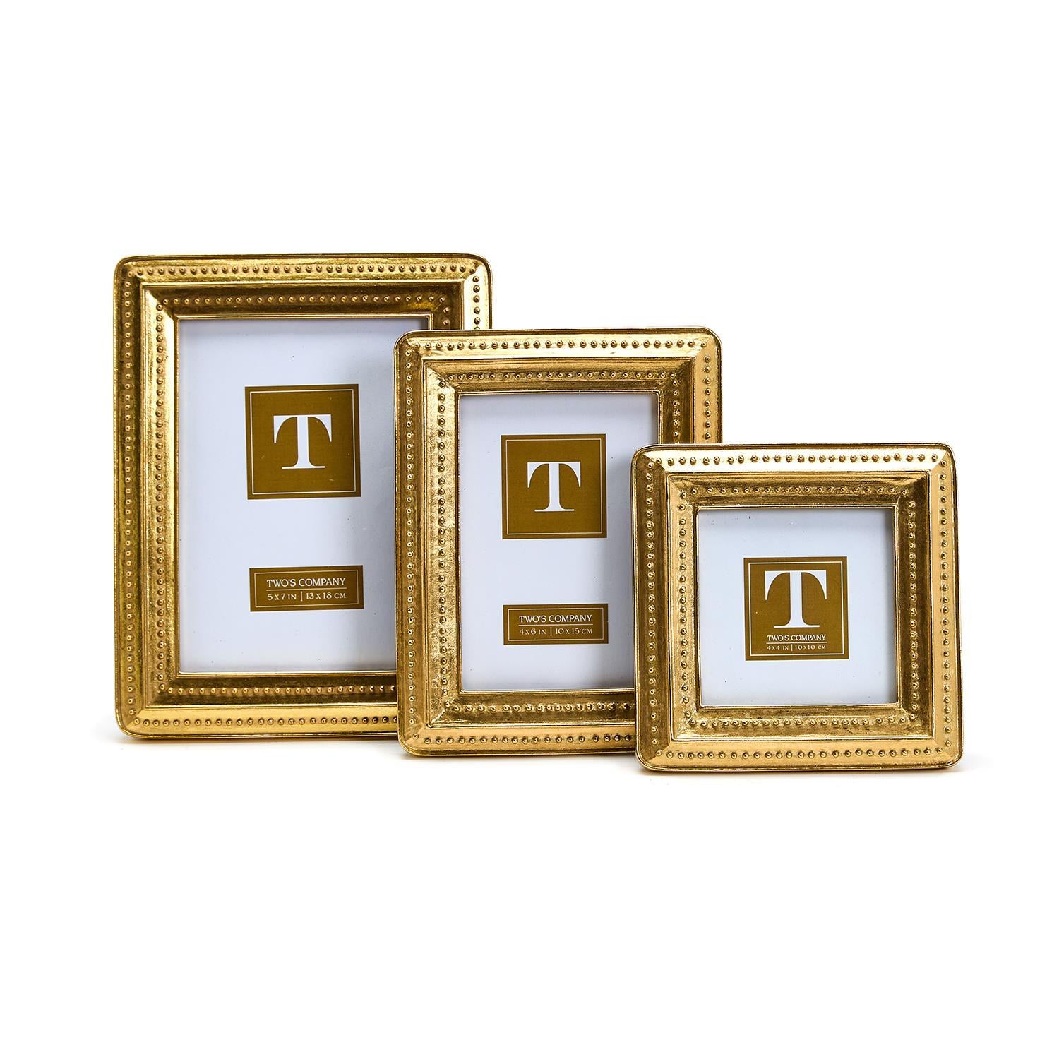 Gold Beaded Edge Photo Frames (Set of 3)