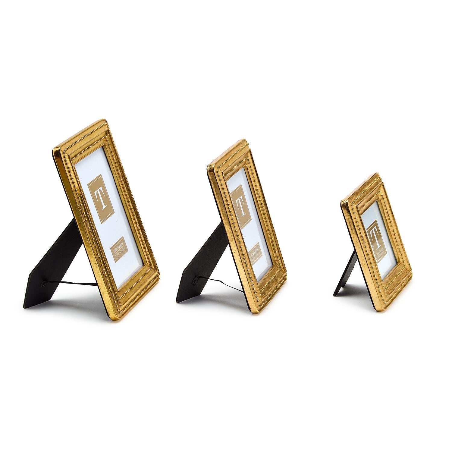 Gold Beaded Edge Photo Frames (Set of 3)
