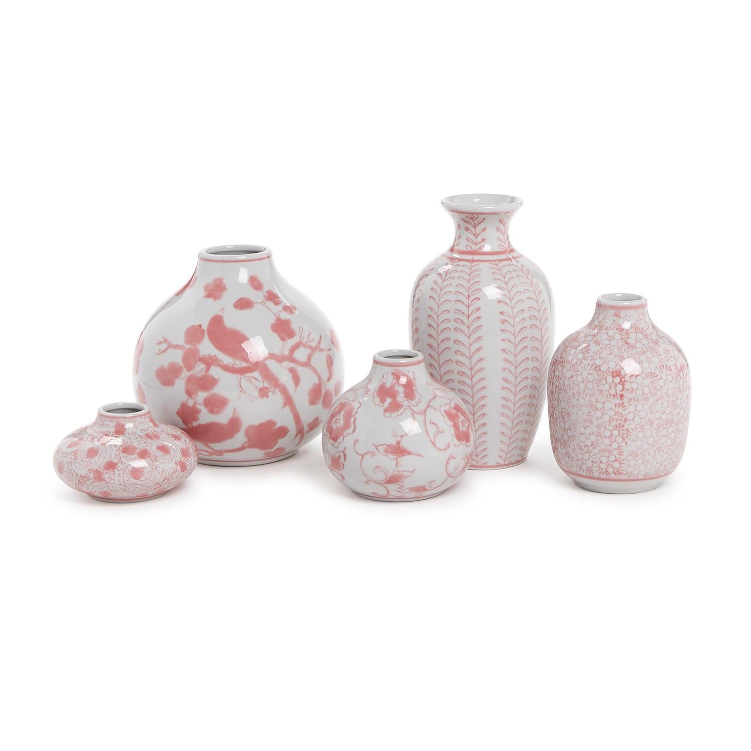 Pink Chinoiserie Vases (Set of 5)