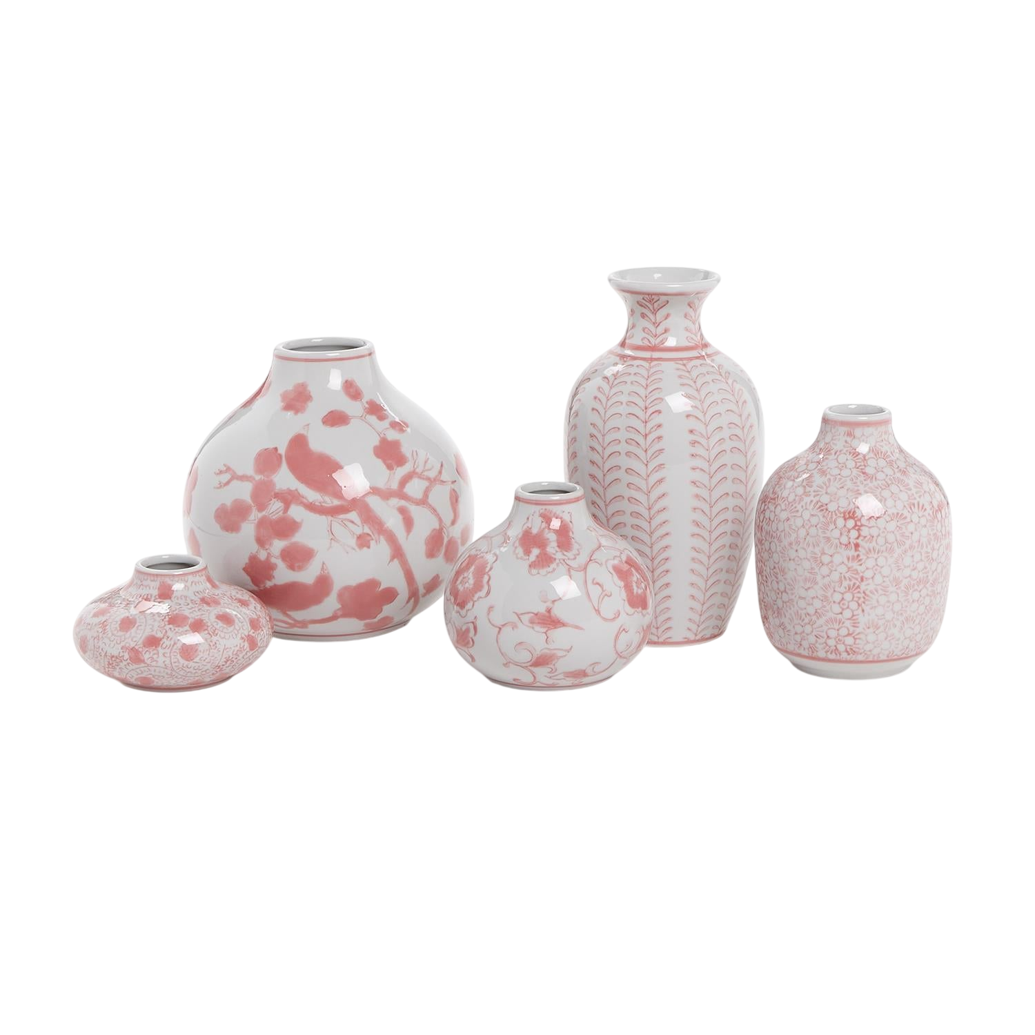 Pink Chinoiserie Vases (Set of 5)