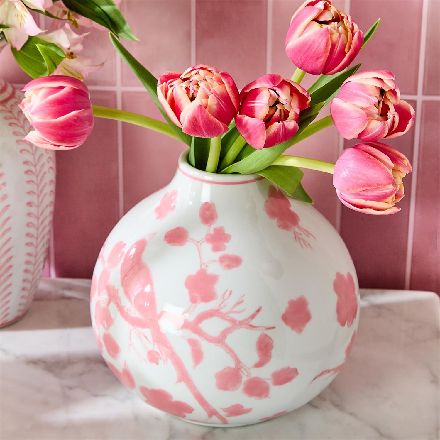 Pink Chinoiserie Vases (Set of 5)