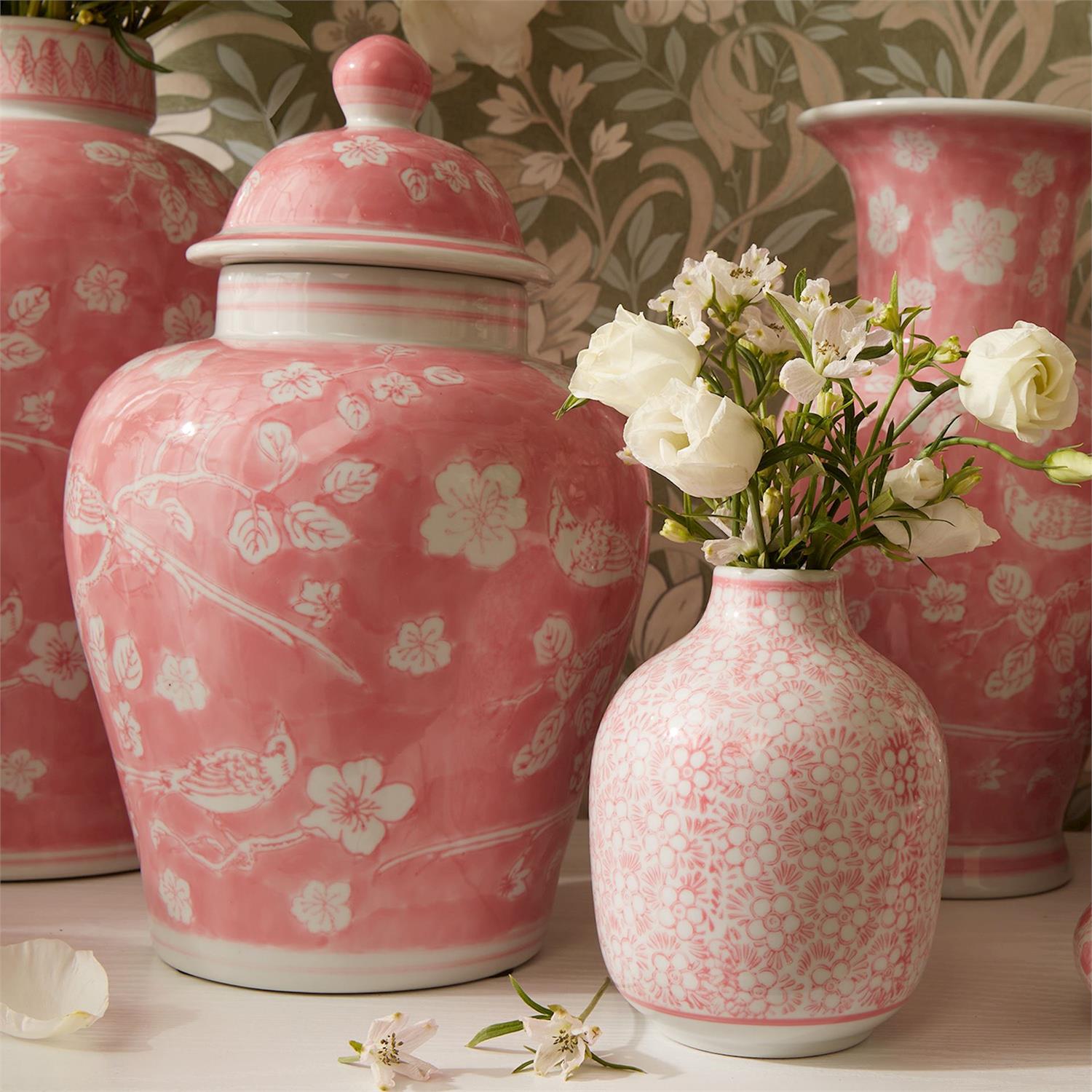 Pink Chinoiserie Vases (Set of 5)