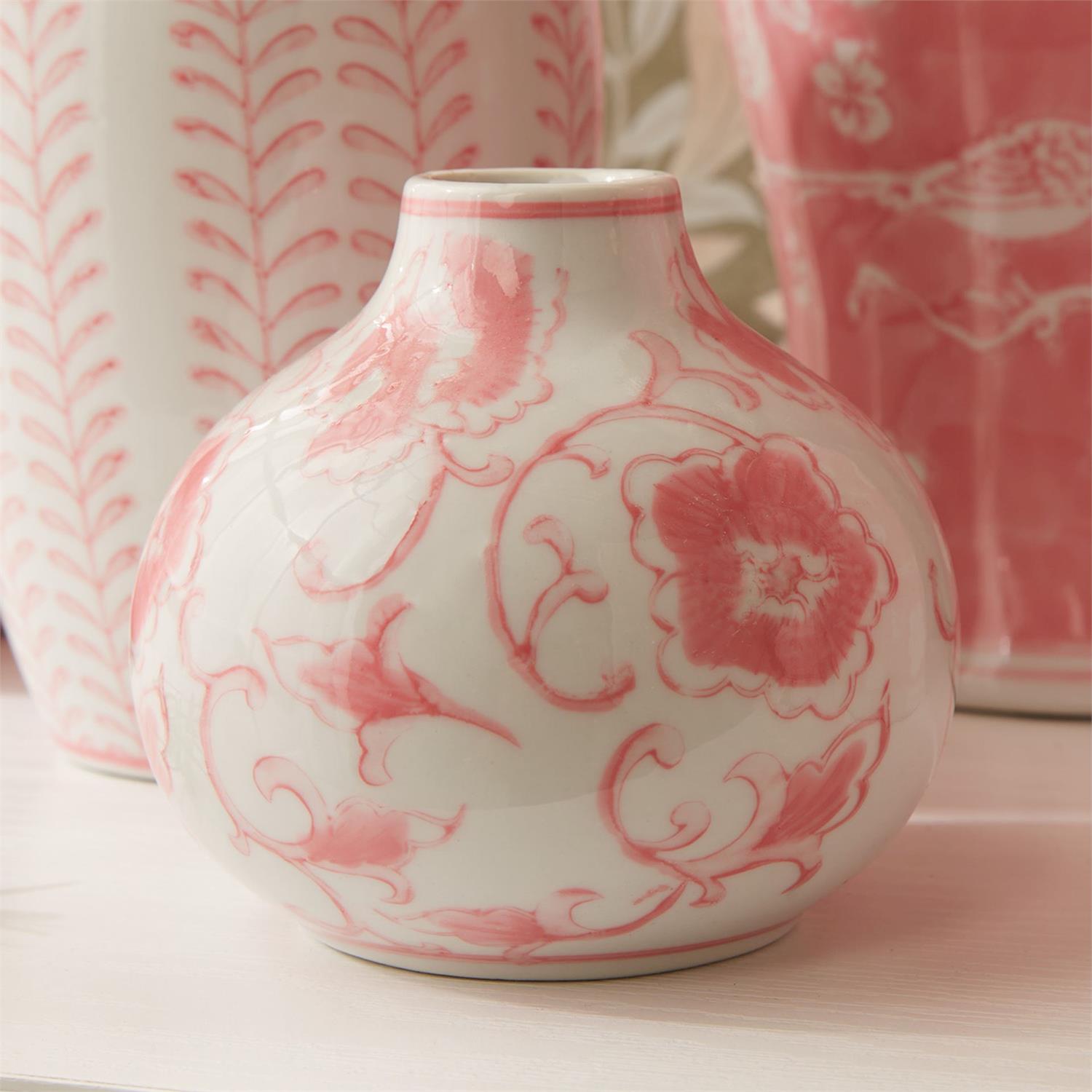 Pink Chinoiserie Vases (Set of 5)