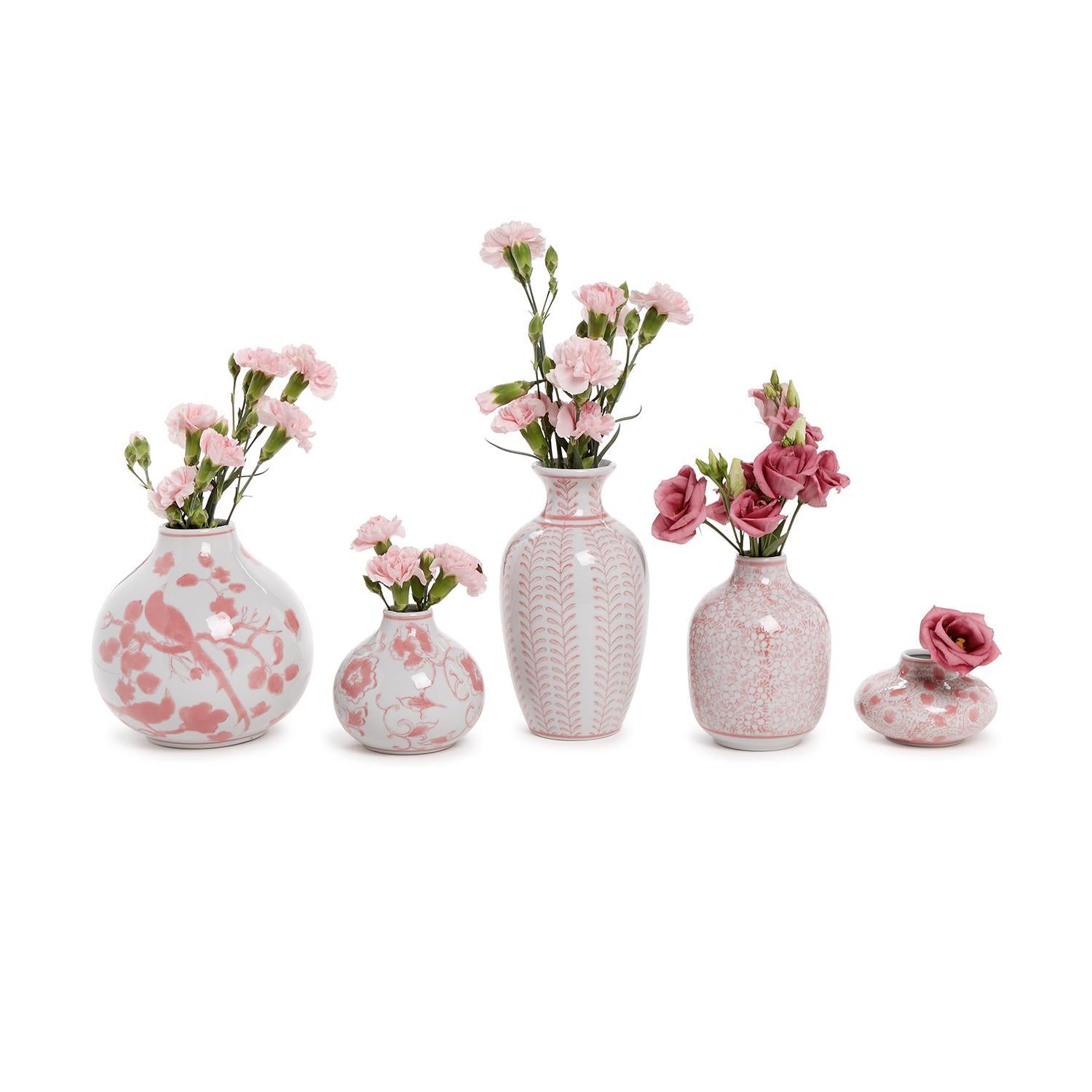 Pink Chinoiserie Vases (Set of 5)