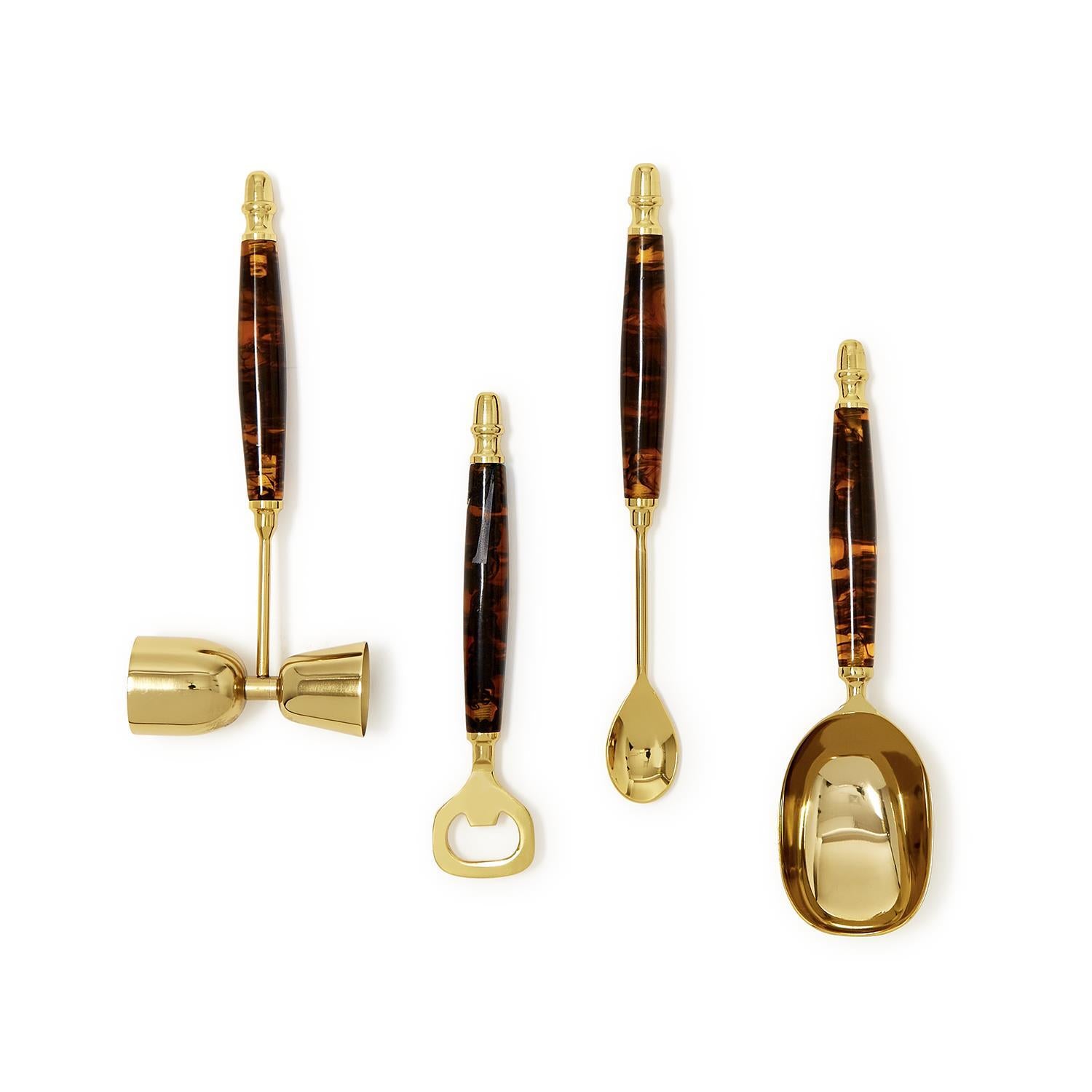4 Piece Tortoise Bar Set with Stand