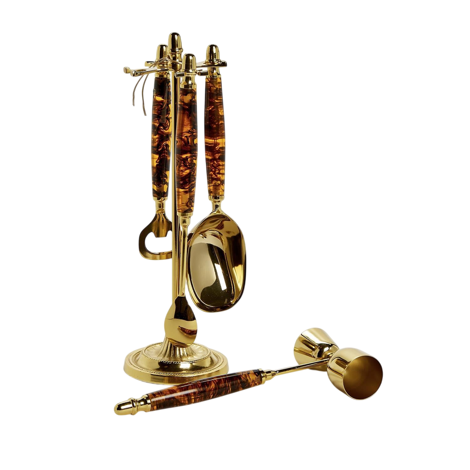 4 Piece Tortoise Bar Set with Stand
