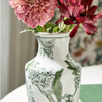 Primrose and Lotus Green and White Chinoiserie Vases