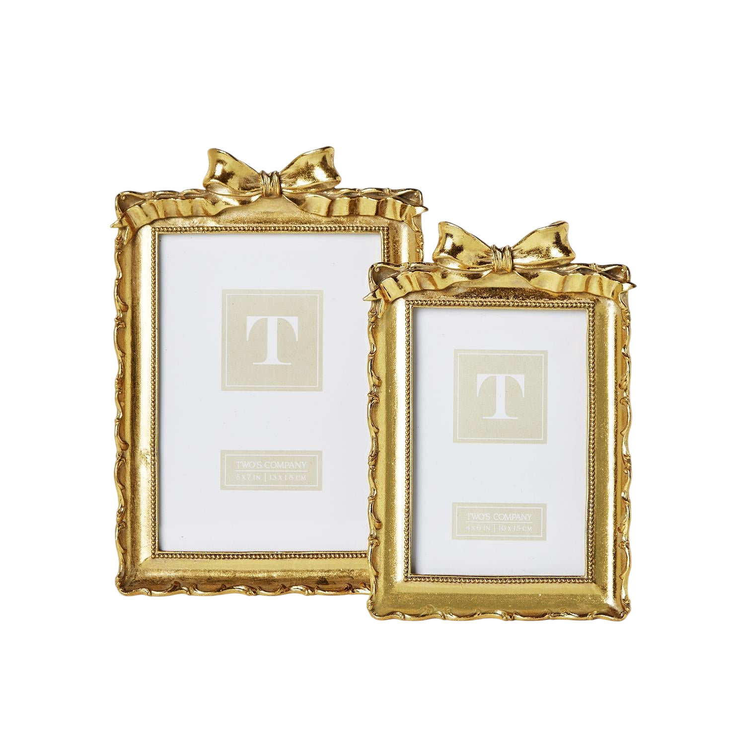 Vintage Gold Frames with Accent Bow (Set of 2)