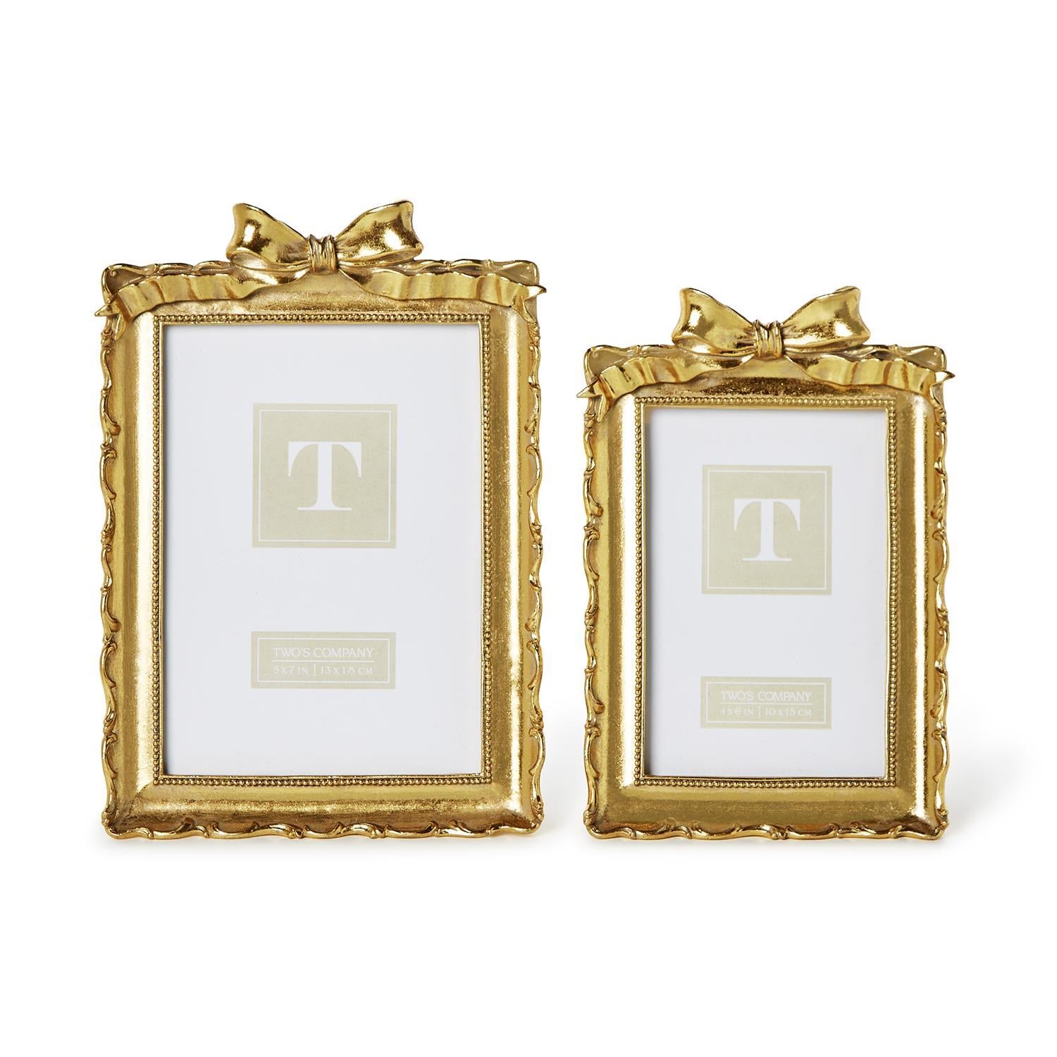 Vintage Gold Frames with Accent Bow (Set of 2)