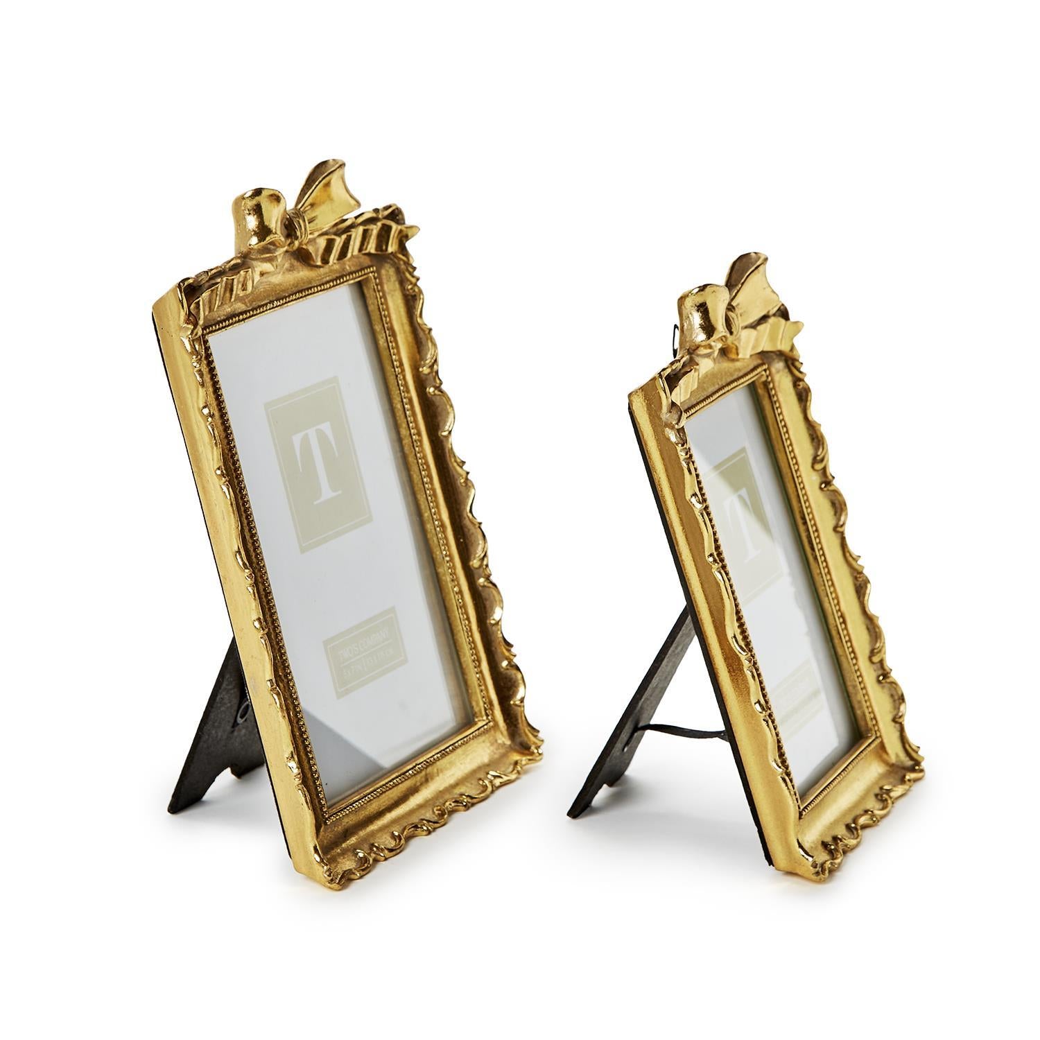 Vintage Gold Frames with Accent Bow (Set of 2)