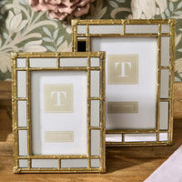 Bamboo Gold Photo Frames with Mirror Edge (Set of 2)