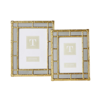 Bamboo Gold Photo Frames with Mirror Edge (Set of 2)