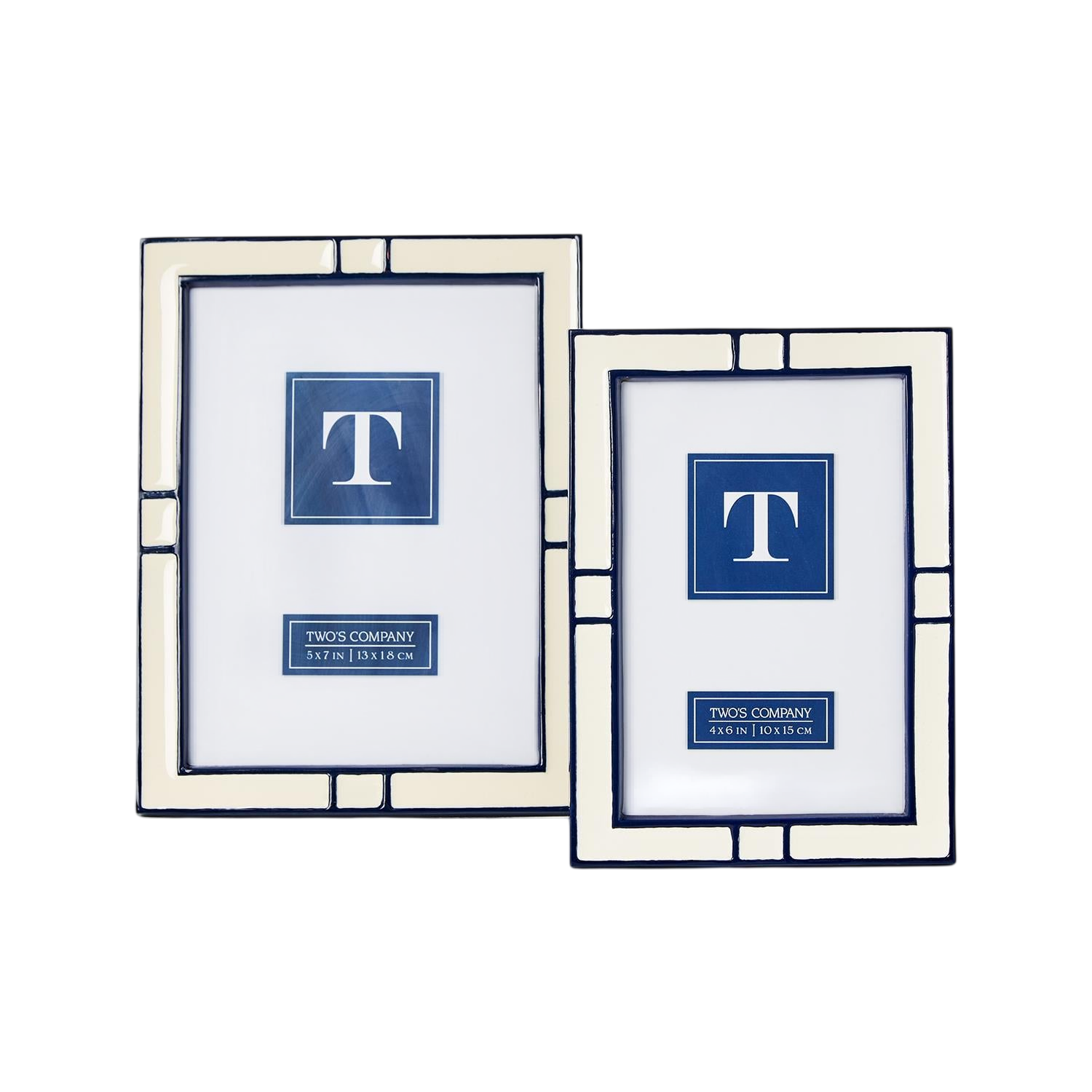 Navy and Cream Photo Frames (Set of 2)