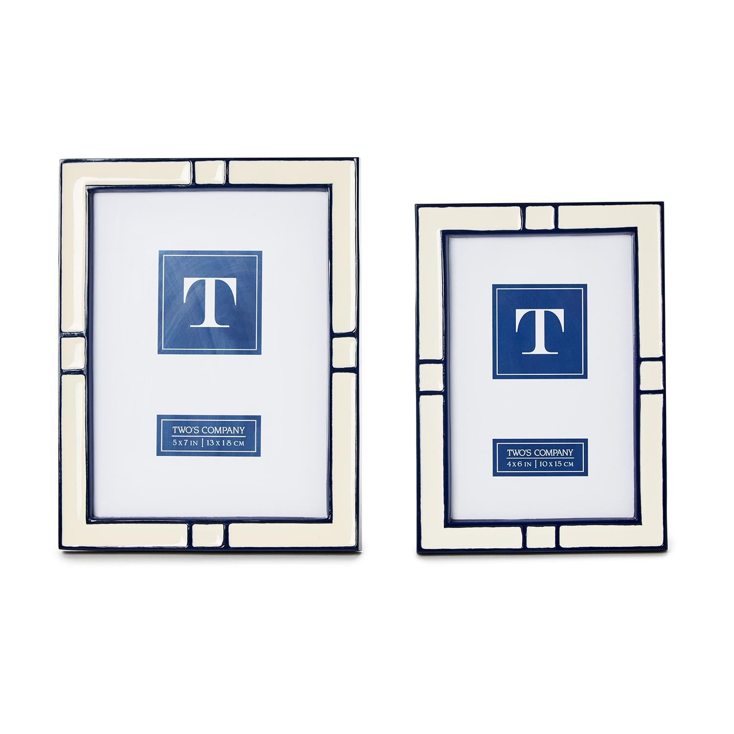 Navy and Cream Photo Frames (Set of 2)