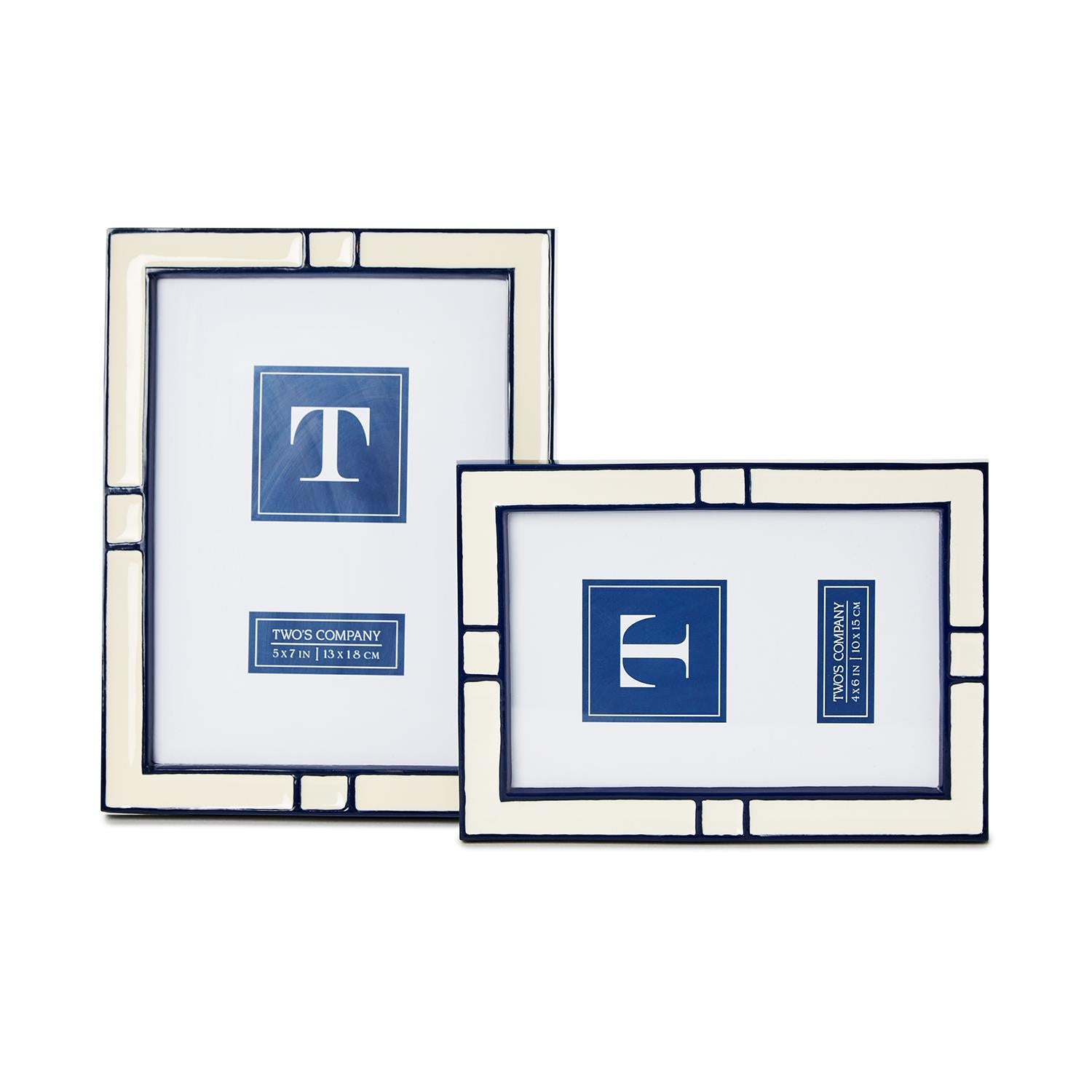 Navy and Cream Photo Frames (Set of 2)