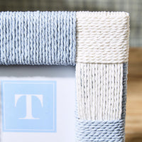 Hand-Woven Checkered Blue and White Pattern Photo Frames (Set of 2)