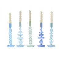 Hand-Blown Glass Taper Candlestick Candleholders (Set of 5)